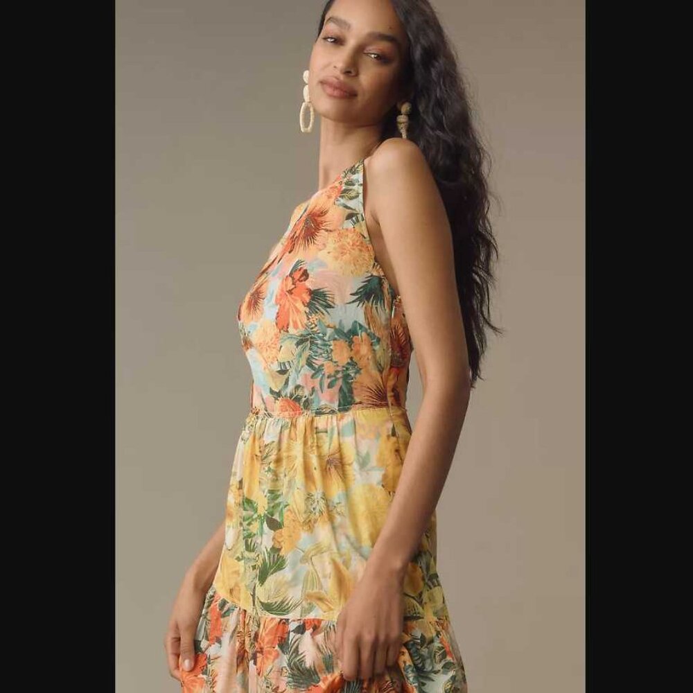 New women's XL Anthropologie x Pilcro halter tiered maxi dress - Picture 2 of 12